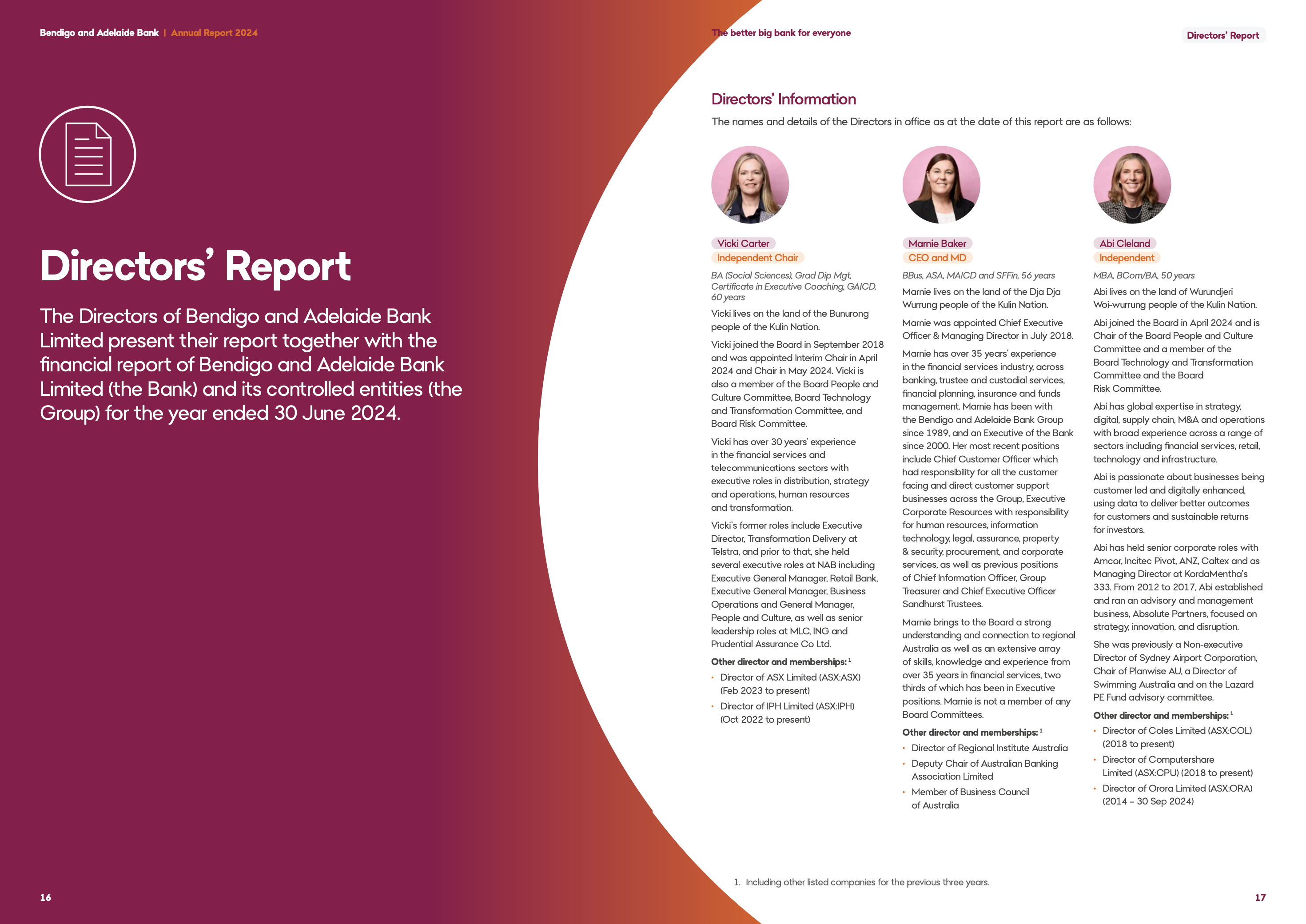 Directors headshots in the context of the annual report design